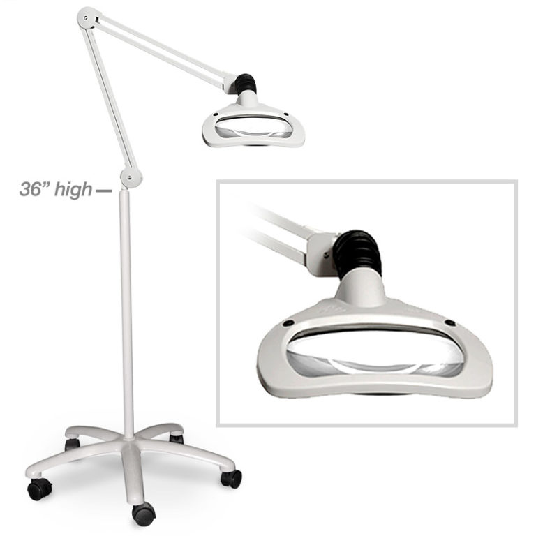 Luxo Lamp with Magnifier on Rolling Stand Hill Laboratories